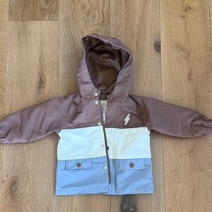 Rylee + Cru Kids Colorblock Hooded Jacket - Brown/White/Blue